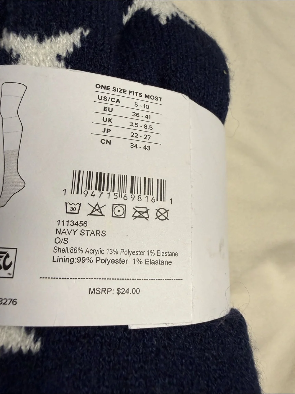 UGG Women’s Navy Stars Plush Cozy Crew Socks One Size 5-10 New